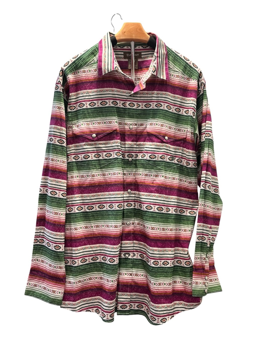 Ariat Mens L Serape Southwestern Western Pearl Snap 100% Cotton Shirt Multicolor - Picture 2 of 9